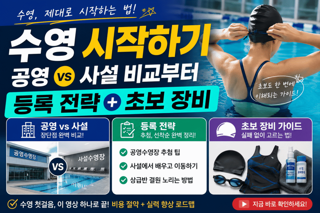 수영입문 공영 사설 수영장비교 및 초보자 장비가이드